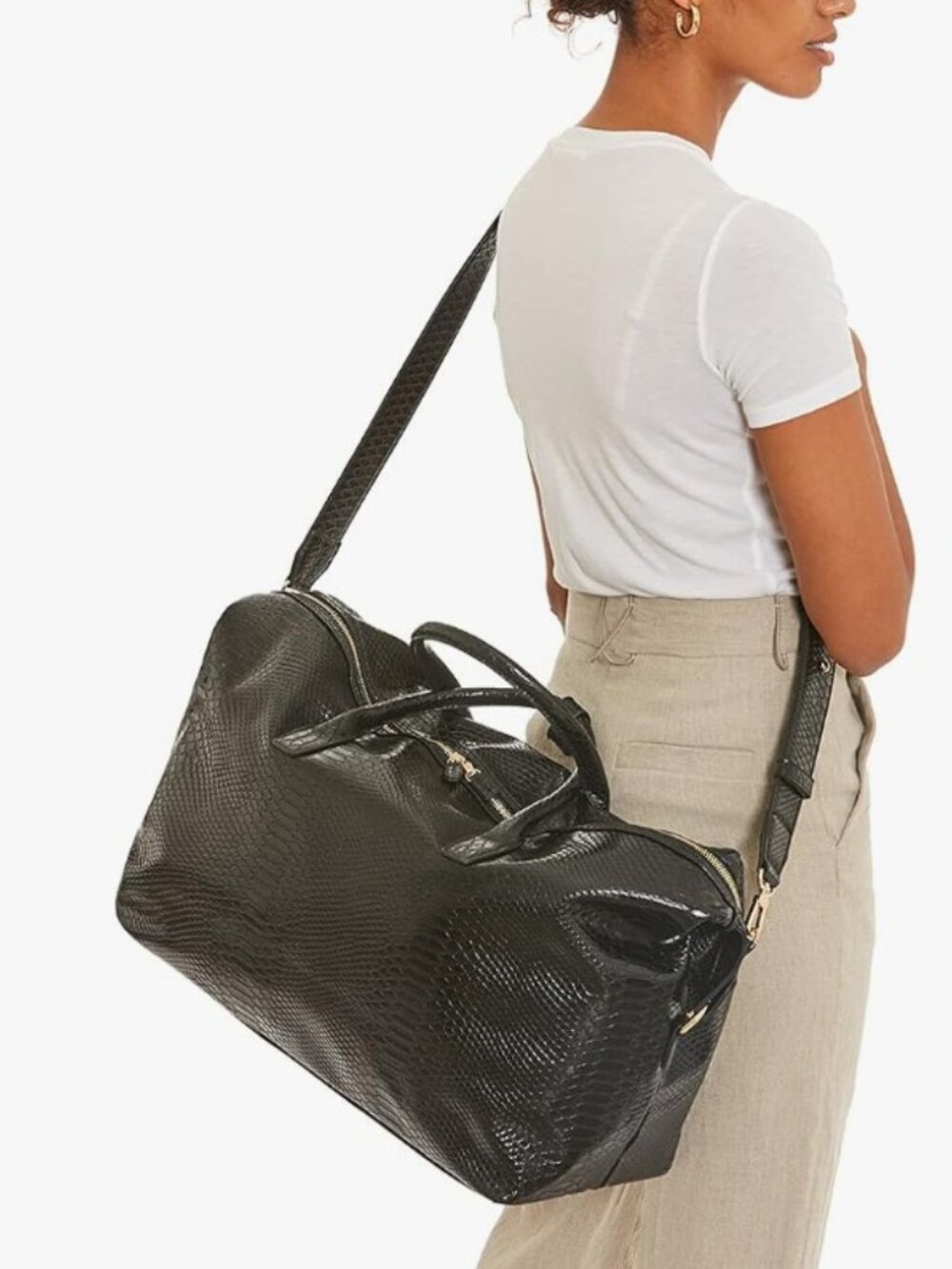 Lulu Dharma vegan snakeskin weekender bag